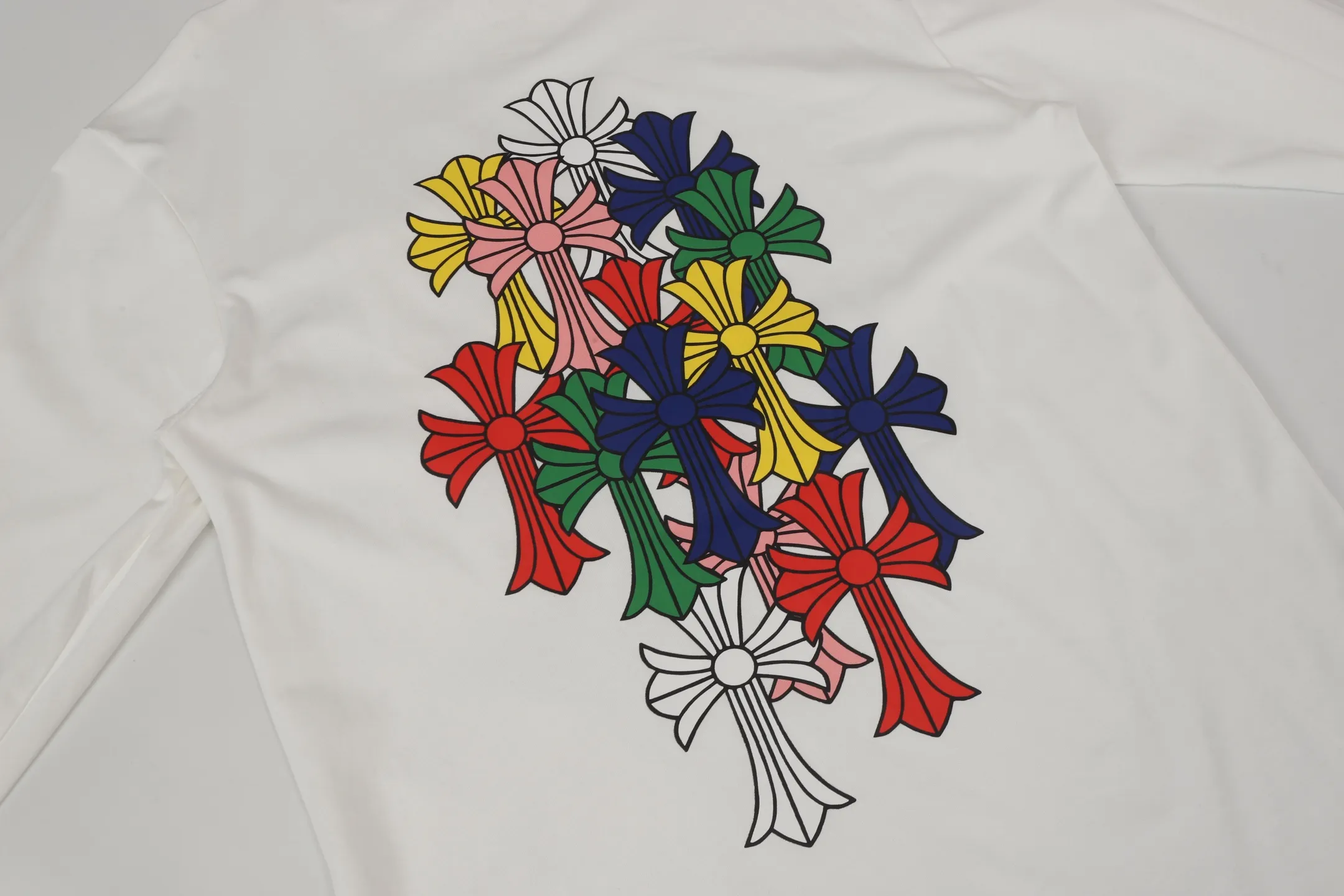 P160 -Chrome Hearts/Chrome Hearts Colorful Cross ✝️Sanskrit letters explosive long-sleeved T-shirt -High weight, high density and high quality. The wool is soft, delicate and skin-friendly. It feels soft and silky. It has excellent warmth and skin-friendly properties.
